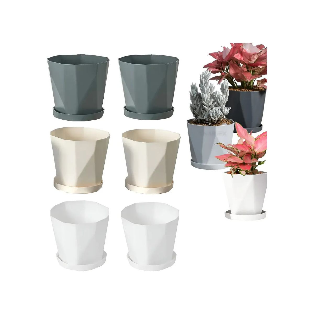 GENERICO - 6 Pcs Moldes De Macetas De Plastico Con Jardinera Labg