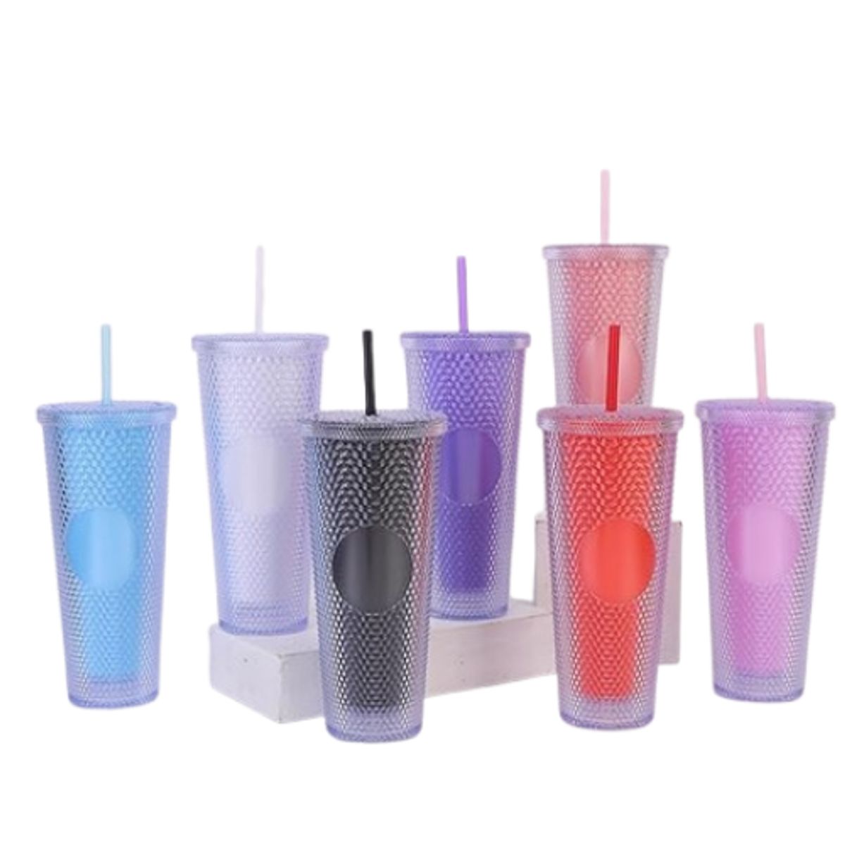 GENERICO - Vaso LED Doble Capa Con Tapa 700 ML