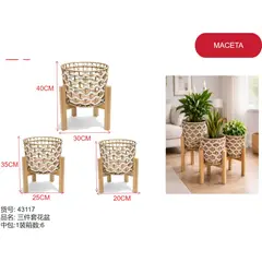 GENERICO - Set 3 maceteros (REDONDOS - BEIGE) 43117