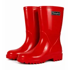 OMAS - Bota de Agua Impermeable Lluvia Mujer Roja Antideslizante