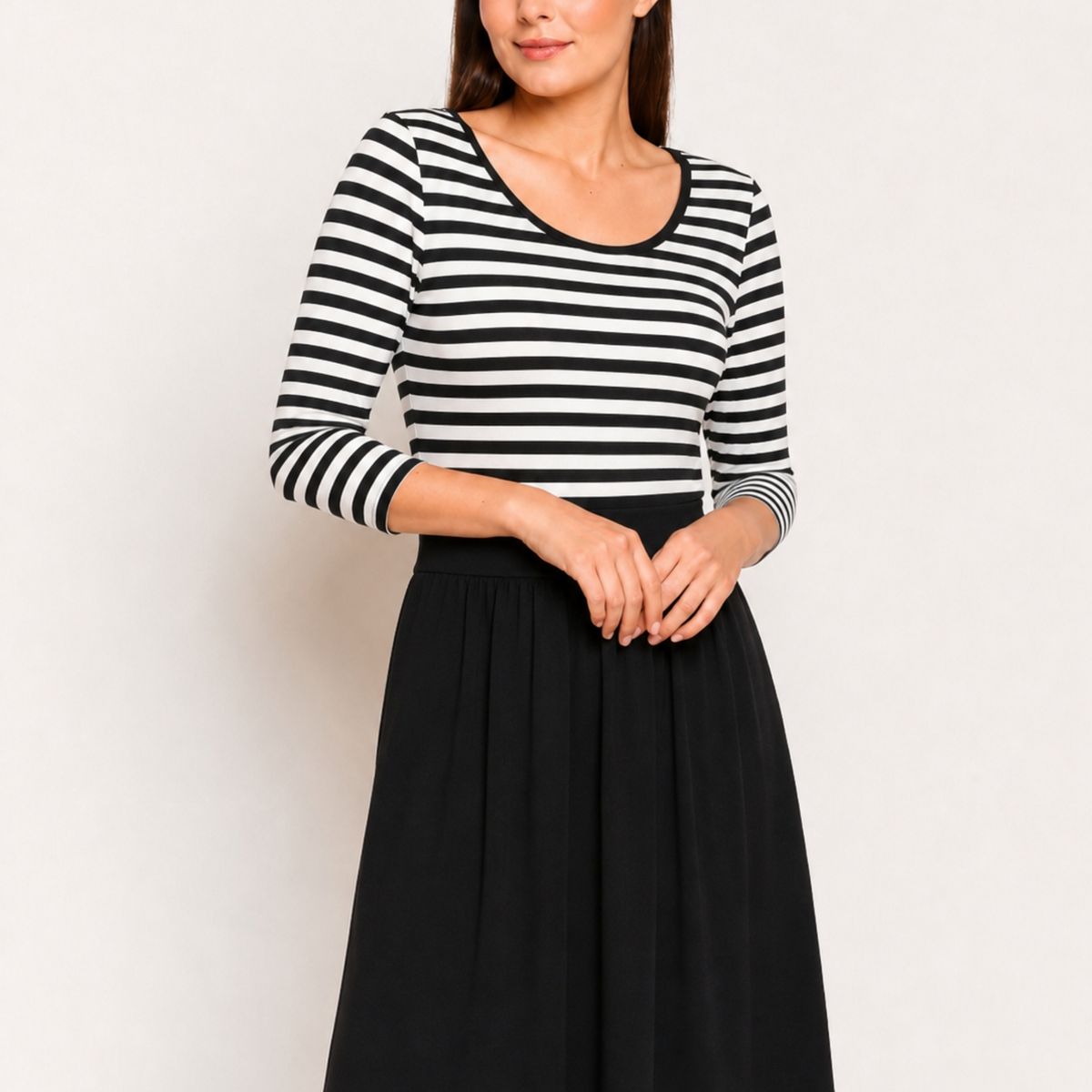 ARZANE - Vestido VM Negro Rayas
