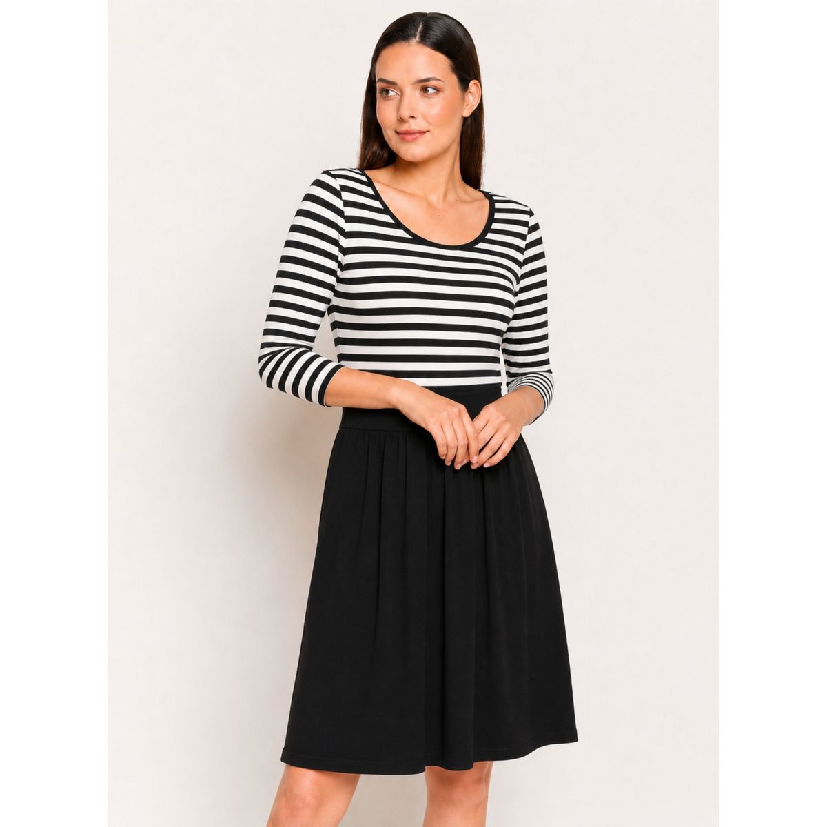 ARZANE - Vestido VM Negro Rayas