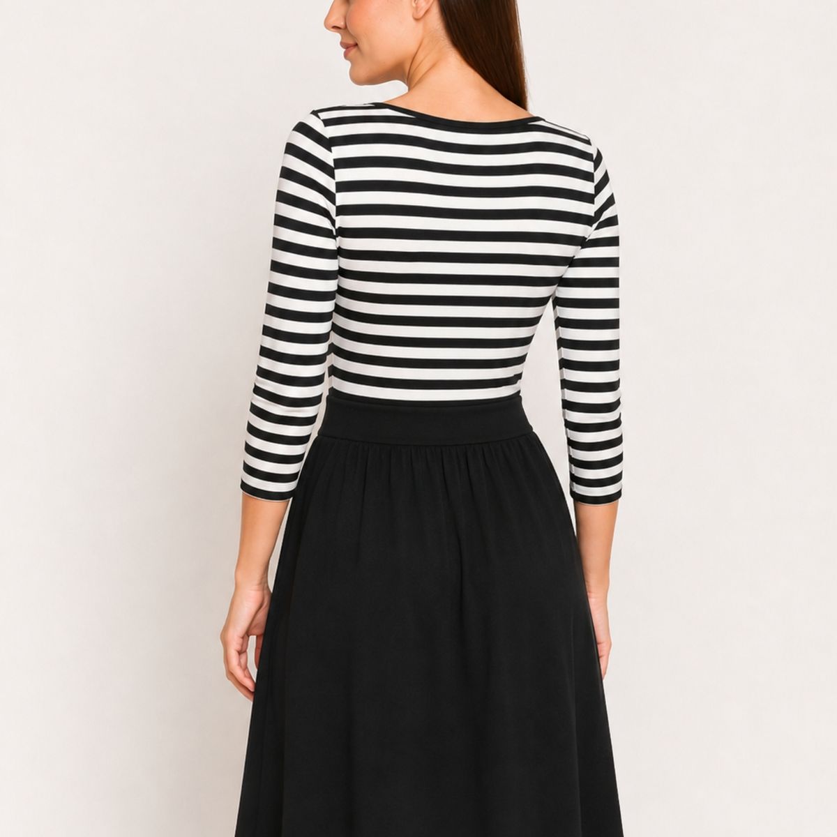 ARZANE - Vestido VM Negro Rayas