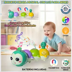 GENERICO - Juguete Oruga Sensorial Montessori Para Gatear, Bebes. Músical, Con Sensor Movimiento y Luz.