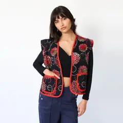 NATALIA SEGUEL - Chaquetilla Ana Azul Mandalas Rojo