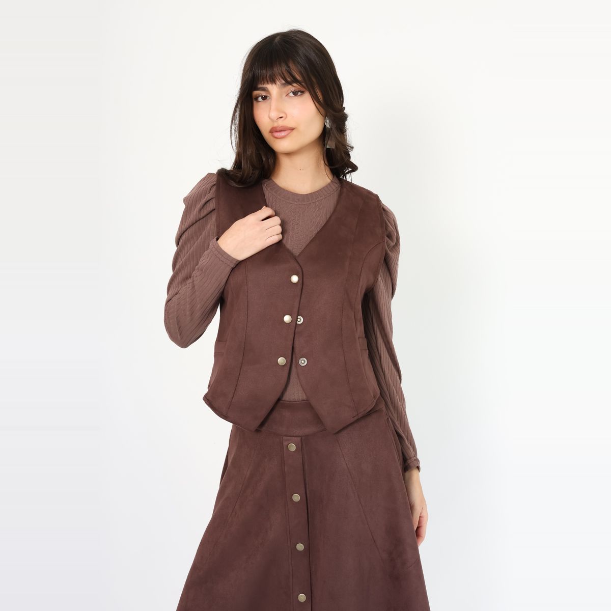 NATALIA SEGUEL - Chaqueta Gillette Gamuza Café Moro