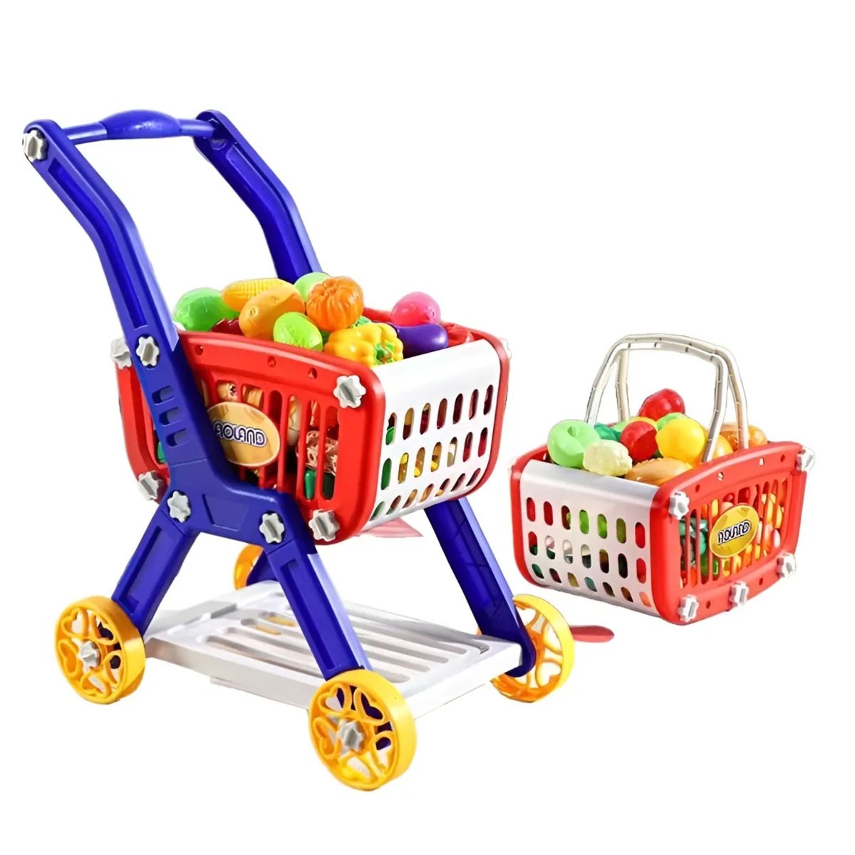 CRUSEC - Carrito De Supermercado 2 En 1 Con Alimentos De Juguete