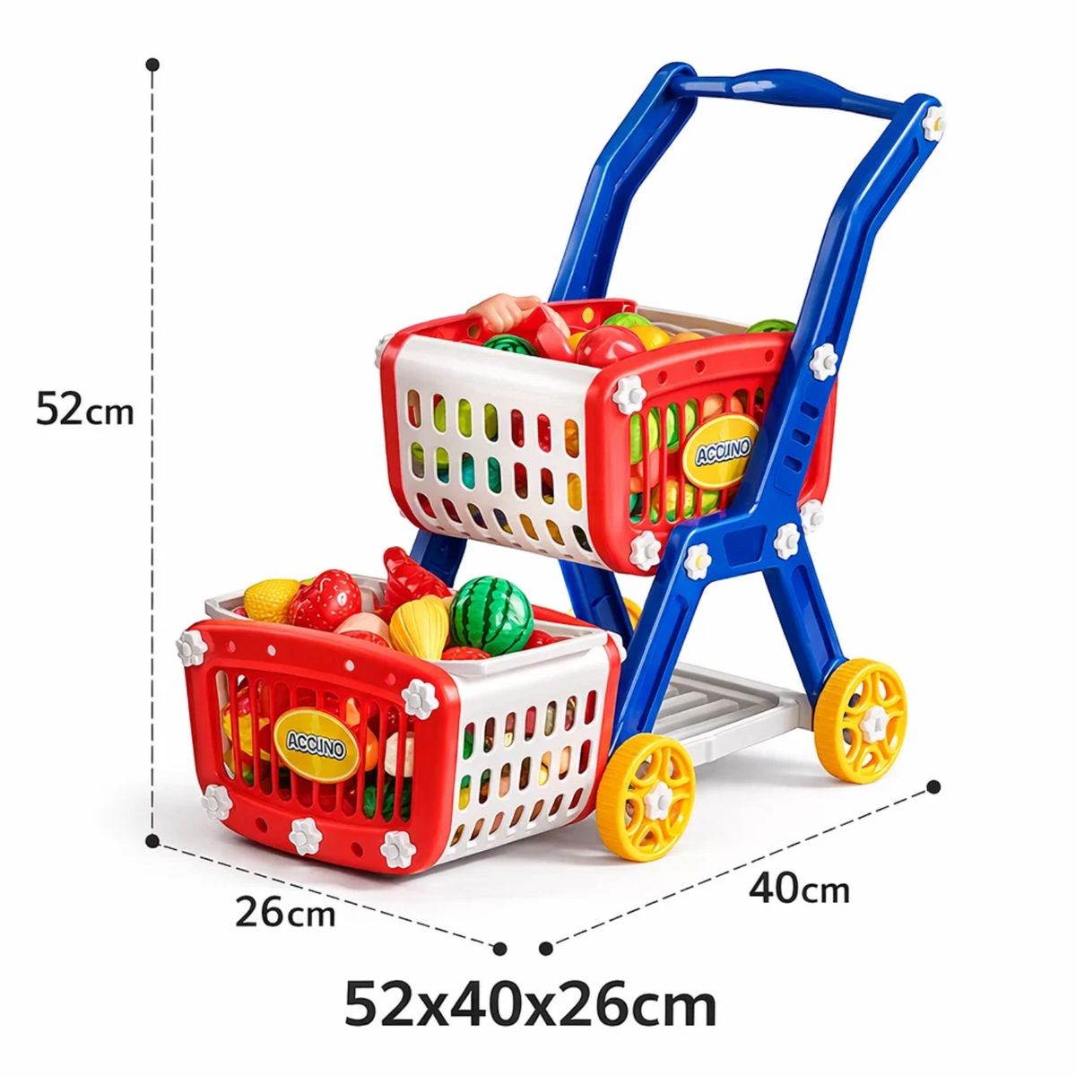 CRUSEC - Carrito De Supermercado 2 En 1 Con Alimentos De Juguete