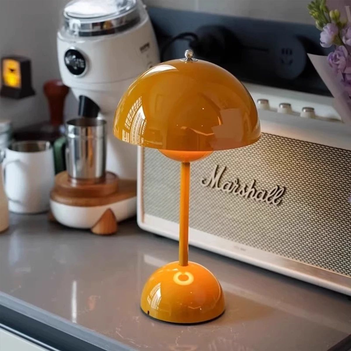 POLASUP - Lámpara de escritorio LED recargable por USB portátil y con pantalla táctil blanco negro naranja luz