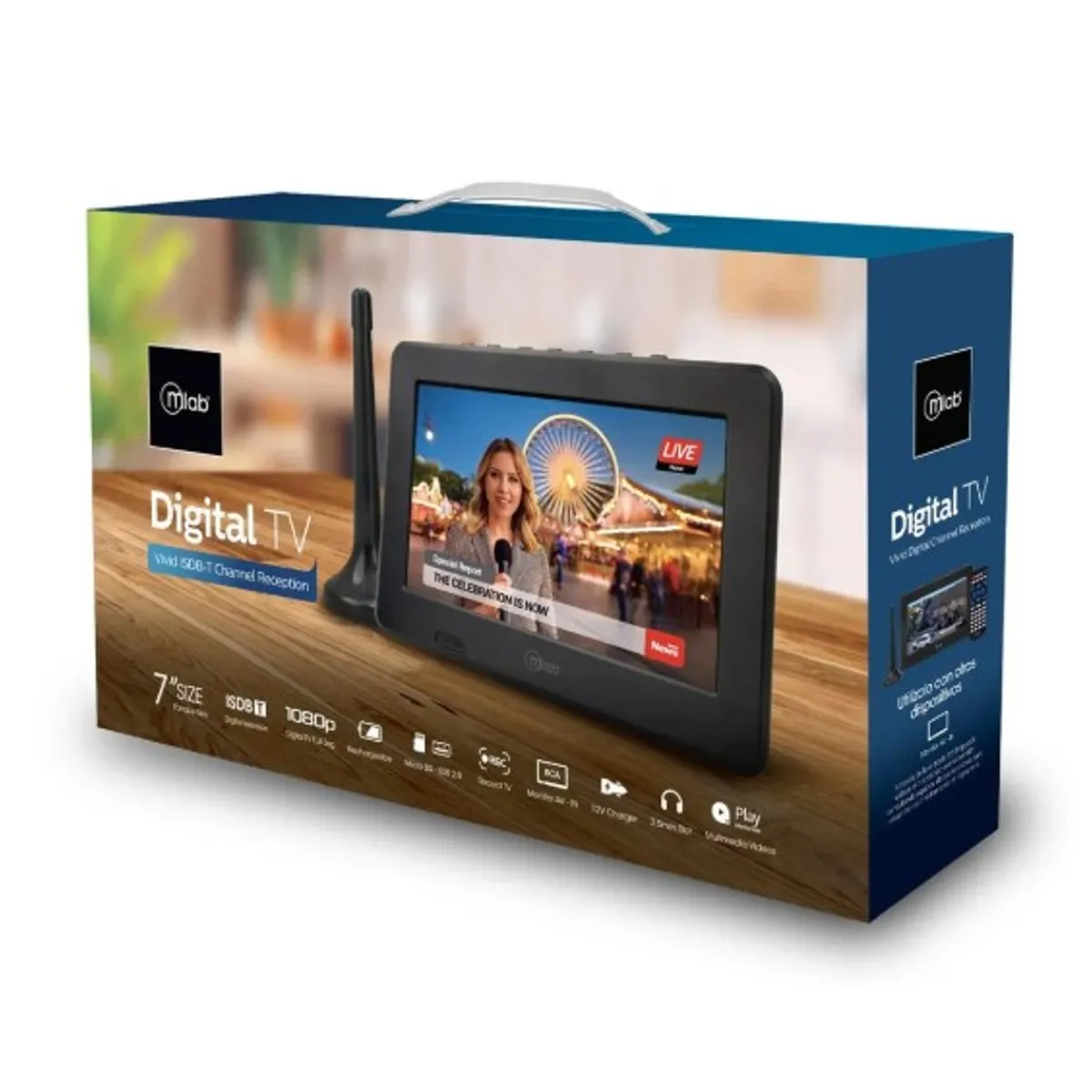 MLAB - Televisor Color Digital Portatil 7 Pulgadas Mlab Recargable COD 9412
