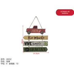 GENERICO - Letrero de madera (amor rie mucho - 30cm*31.5cm) 26932