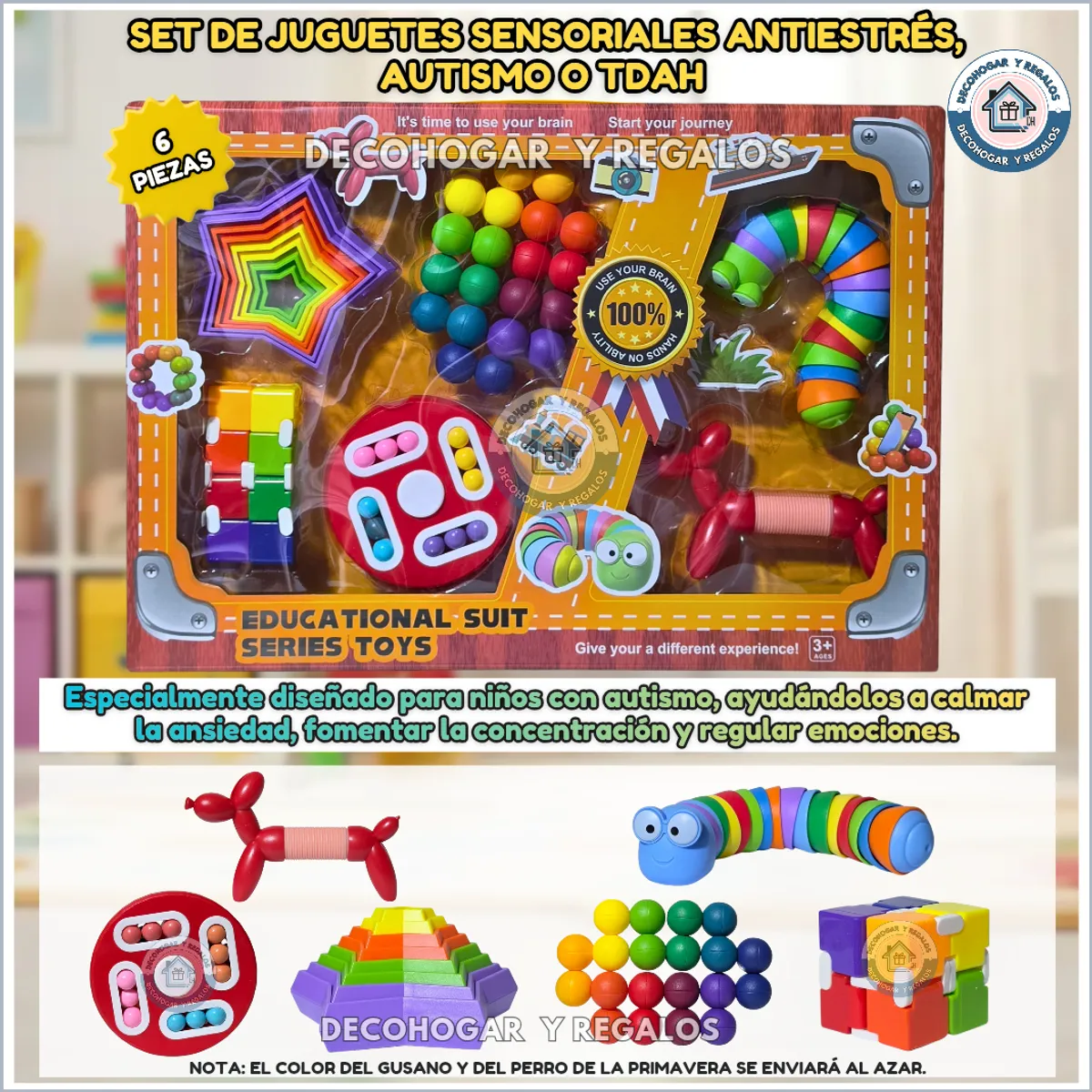 GENERICO - Set De 6 Juguetes Sensoriales Para Niños, Antiestrés,Autismo O Tdah