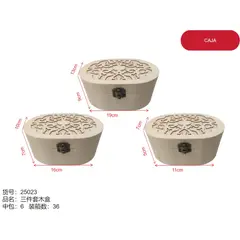 GENERICO - Caja de madera (ovalado - 3 - tapa con diseño) 25023