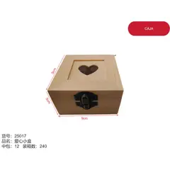 GENERICO - Caja de madera (cuadrada - 1 - tapa con forma de corazon) 25017