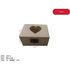 GENERICO - Caja de madera (rectangular - 1 - tapa con forma de corazon grande) 25015