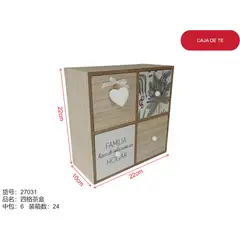 GENERICO - Caja madera (4 gavetas con diseños) 27031