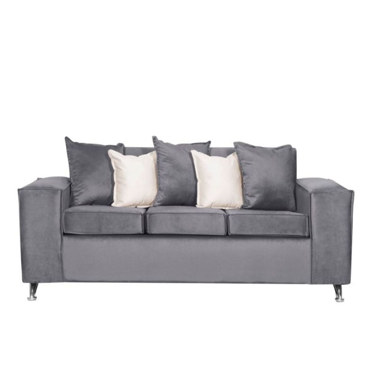 GENERICO - SOFA 3 CUERPOS GRIS FELPA