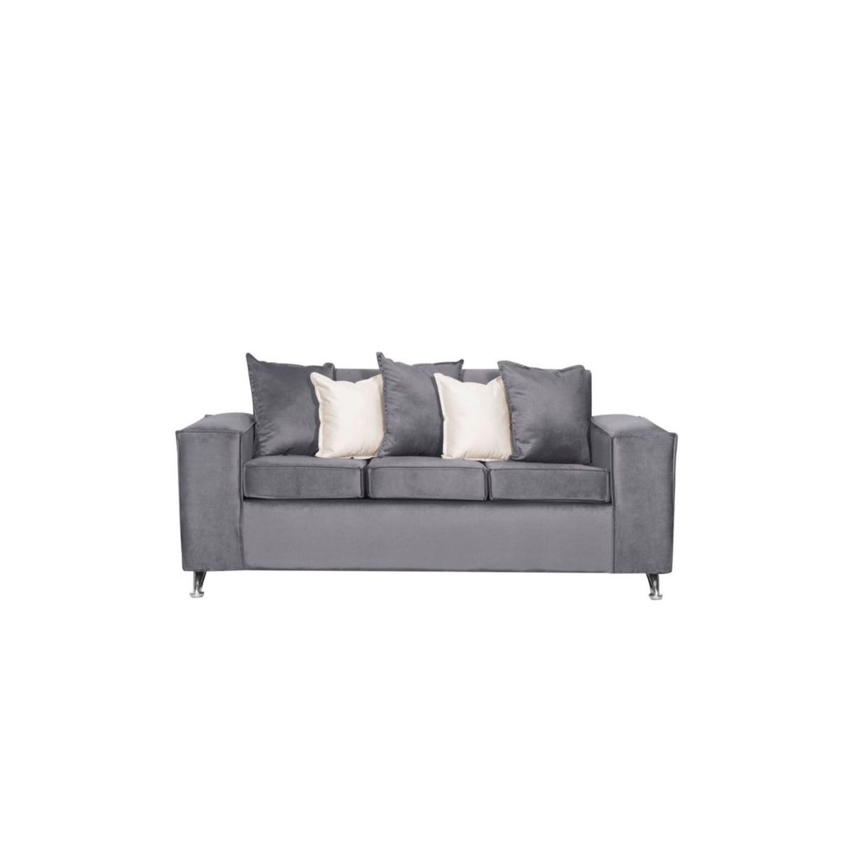 GENERICO - SOFA 3 CUERPOS GRIS FELPA