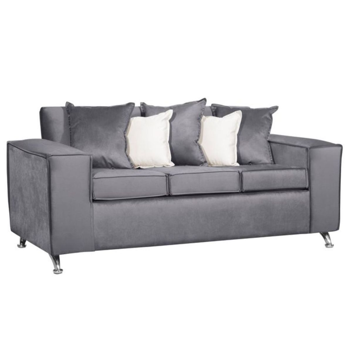 GENERICO - SOFA 3 CUERPOS GRIS FELPA