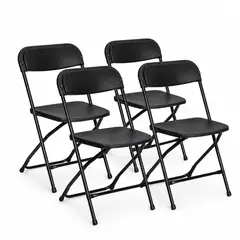 MOBOI - Pack 4 Sillas Plegable Negra de Polipropileno y Metal Resistente
