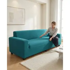 GENERICO - Funda De Sofa 4 Cuerpos Tela Cuadrille De Elastico Premium