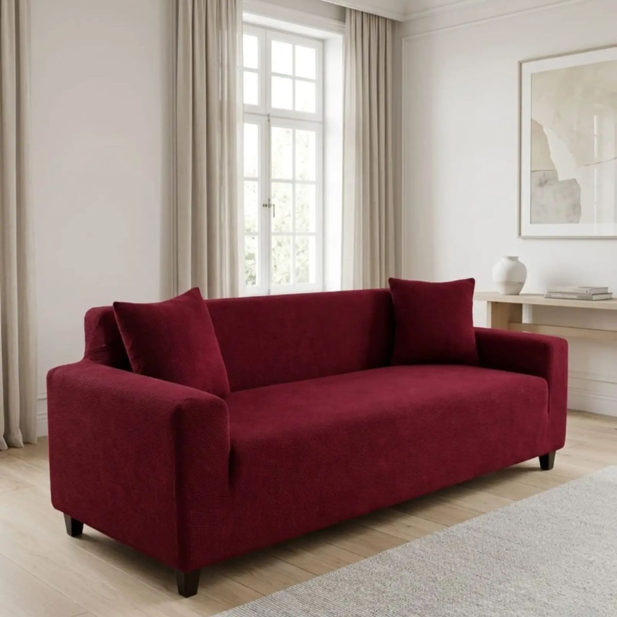 GENERICO - Funda De Sofa 4 Cuerpos Tela Cuadrille De Elastico Premium