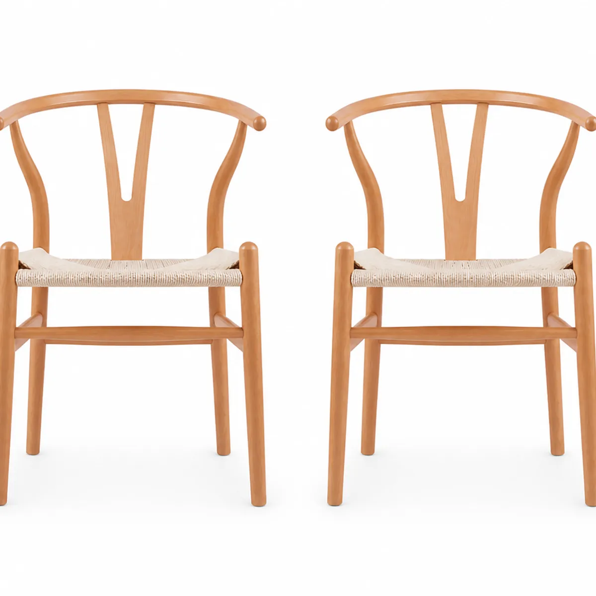 MOBOI - Pack 2 Sillas Wishbone Madera Natural