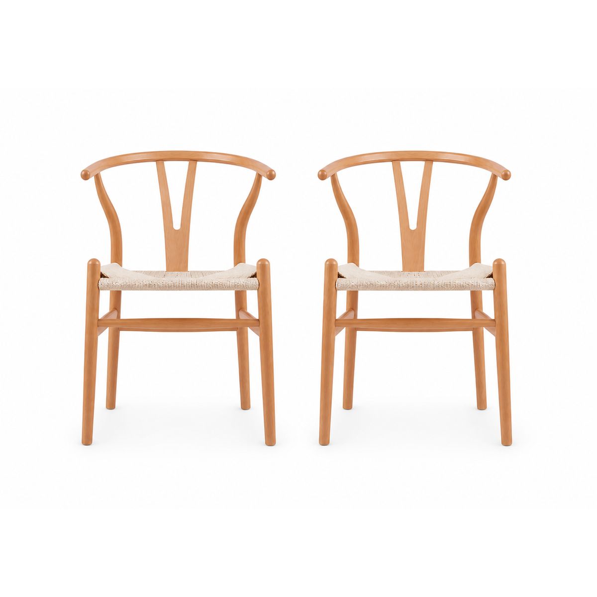 MOBOI - Pack 2 Sillas Wishbone Madera Natural