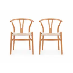 MOBOI - Pack 2 Sillas Wishbone Madera Natural