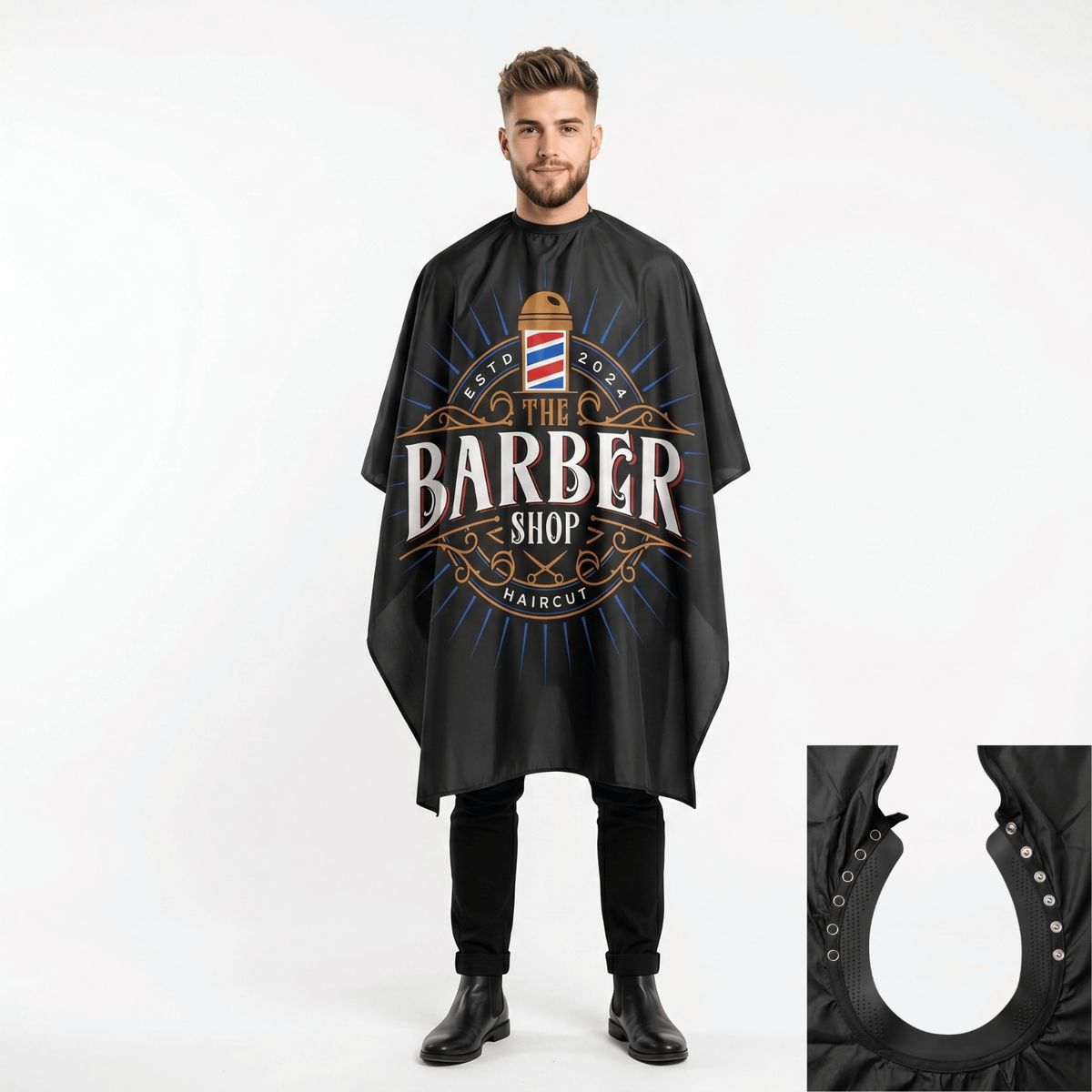 GENERICO - Capa Cuello de Goma BarberShop Color Negro