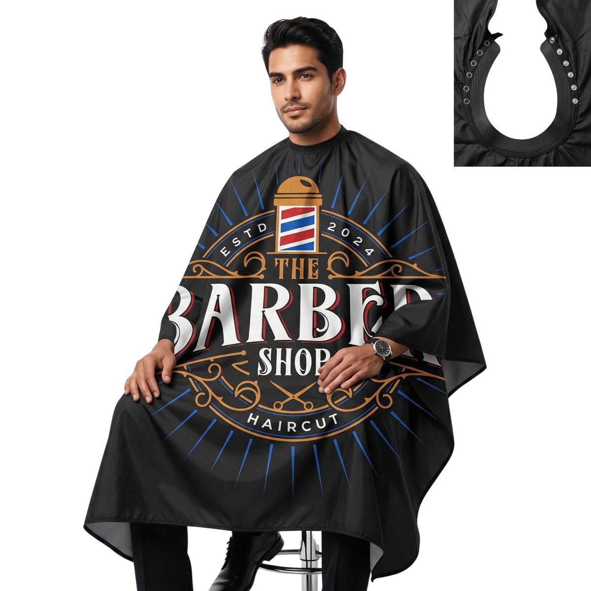 GENERICO - Capa Cuello de Goma BarberShop Color Negro