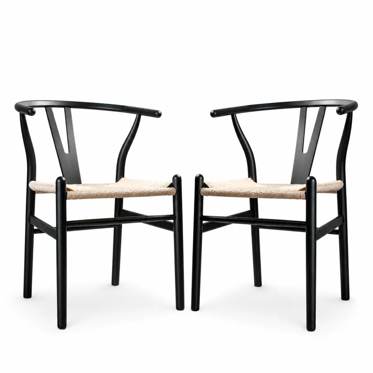 MOBOI - Pack 2 Sillas Wishbone Madera Negra