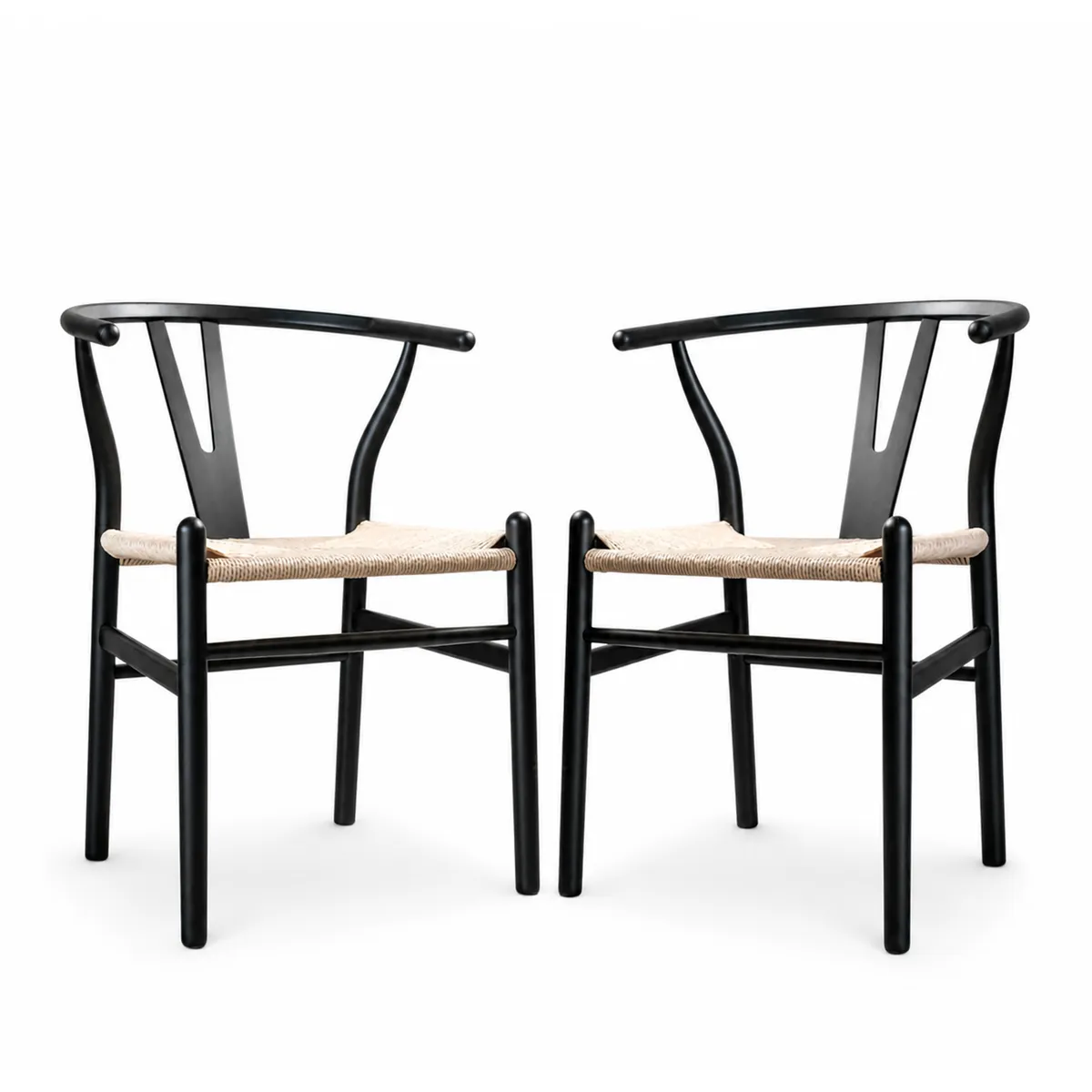 MOBOI - Pack 2 Sillas Wishbone Madera Negra