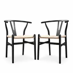 MOBOI - Pack 2 Sillas Wishbone Madera Negra