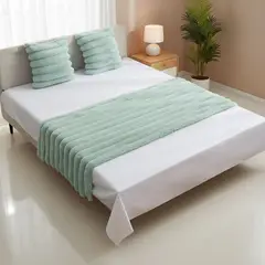 GENERICO - Juego De Piecera Peluda Texturizada Medida 70x210cm Pie De Cama Menta