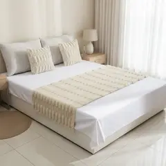 GENERICO - Juego De Piecera Texturizada Medida 70x210cm Pie De Cama Beige