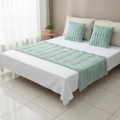 GENERICO - Juego De Piecera Texturizada Medida 70x210cm Pie De Cama Menta