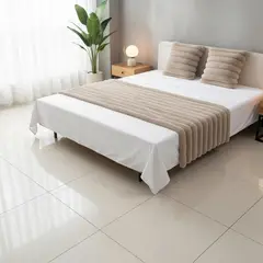 GENERICO - Juego De Piecera Peluda Texturizada Medida 70x210cm Pie De Cama Café Claro