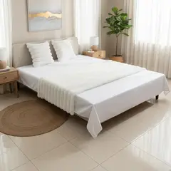 GENERICO - Juego De Piecera Peluda Texturizada Medida 70x210cm Pie De Cama Blanco