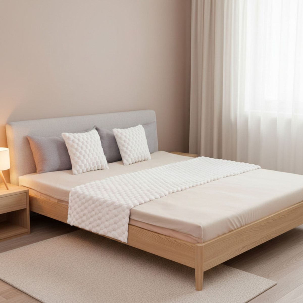 GENERICO - Juego De Piecera Peluda Texturizada Medida 70x190cm Pie De Cama Blanco