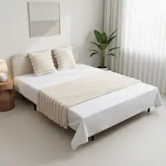 GENERICO - Juego De Piecera Peluda Texturizada Medida 70x210cm Pie De Cama Beige