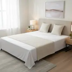 GENERICO - Juego De Piecera Chenille Medida 70x210cm Pie De Cama Crema