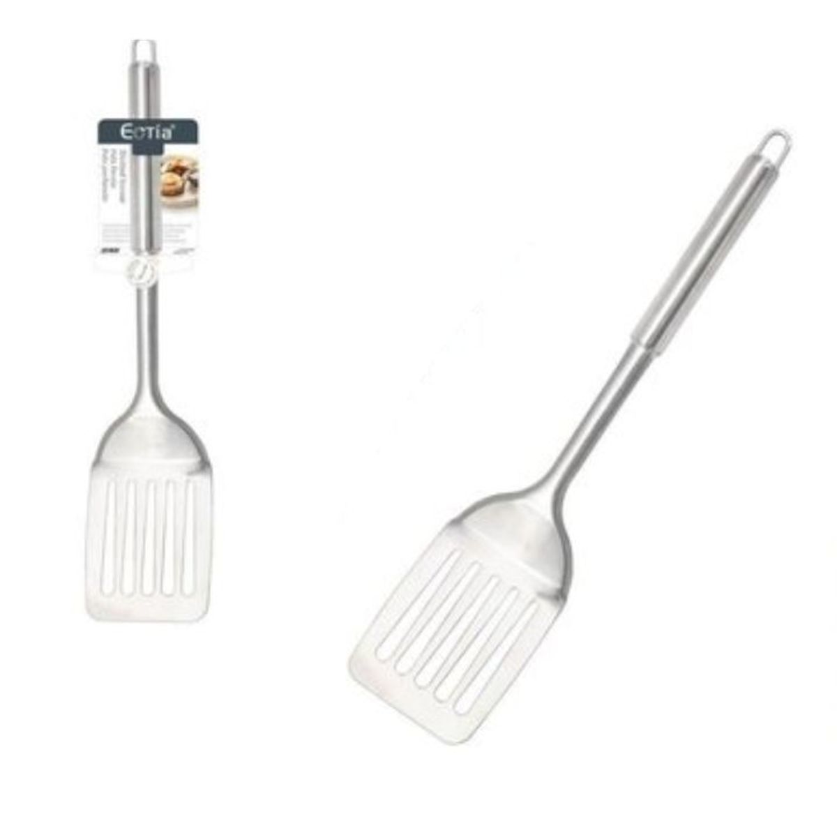 GENERICO - Espátula Calada De Cocina 34.5 cm - Acero Inoxidable y Mango Ergonómico - 1 PCS