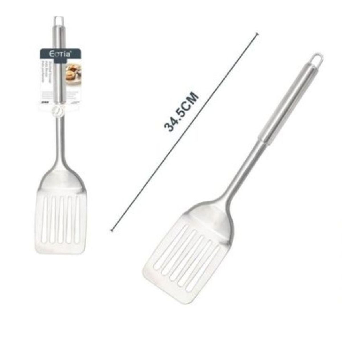 GENERICO - Espátula Calada De Cocina 34.5 cm - Acero Inoxidable y Mango Ergonómico - 1 PCS