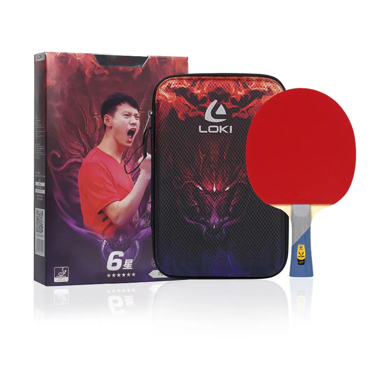 LOKI - Paleta Tenis De Mesa Loki 6 Estrellas R6 Fibra Carbono