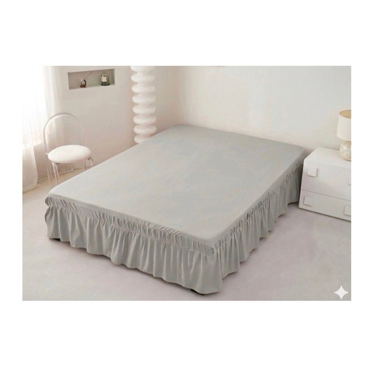 GENERICO - Faldon De Cama 1.5 Plaza GRIS