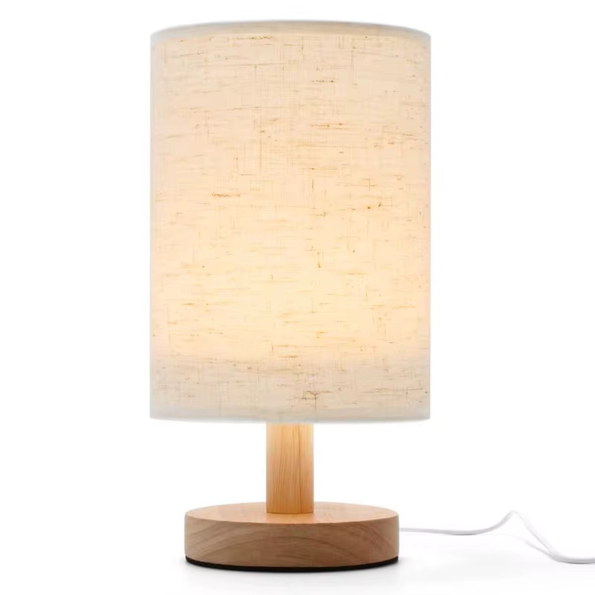 GENERICO - Lámpara de Sobremesa con Estructura de Madera y Pantalla Beige