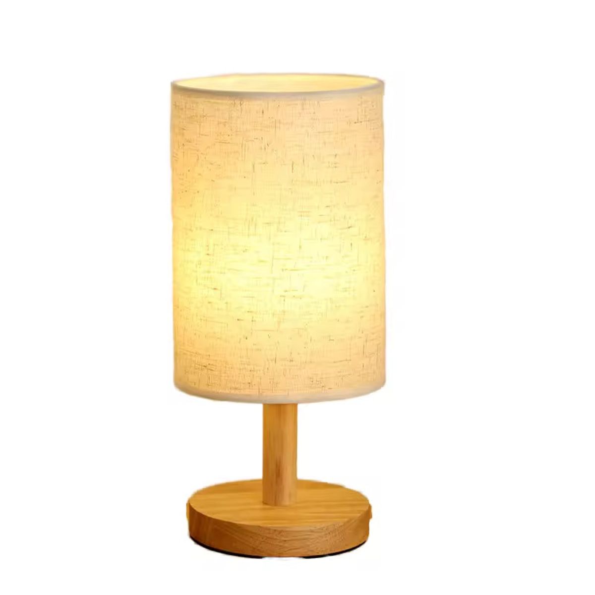 GENERICO - Lámpara de Sobremesa con Estructura de Madera y Pantalla Beige