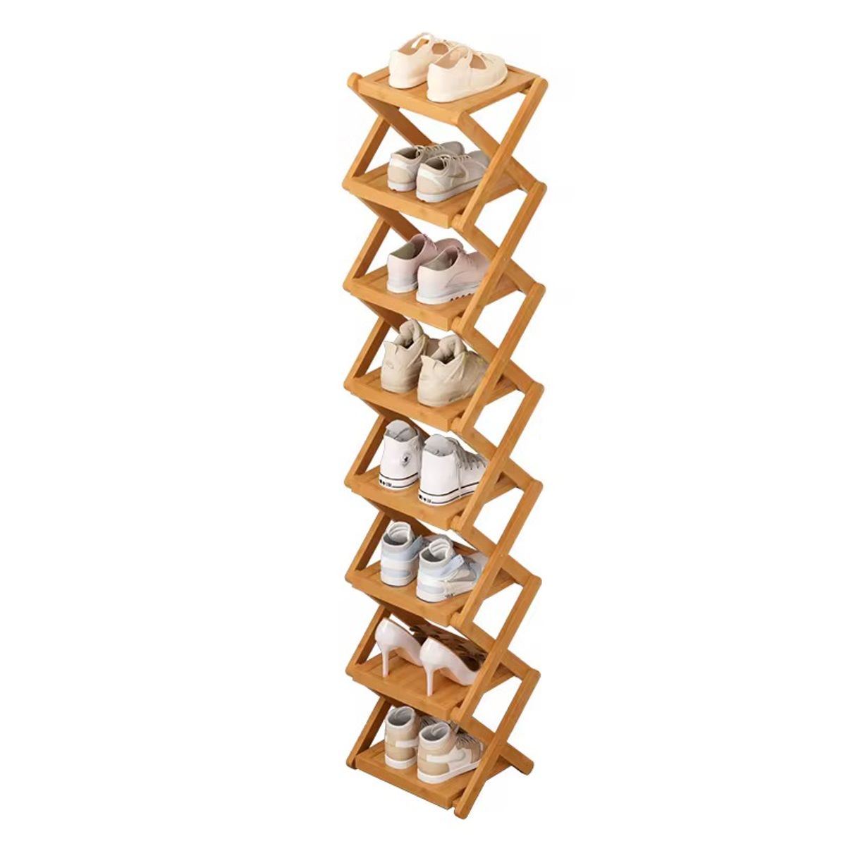 GENERICO - Zapatero Organizador Plegable De Bambú 7 Niveles Multiuso.