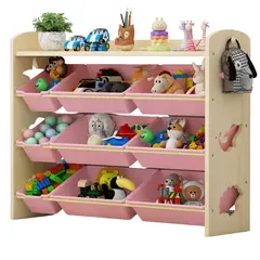 COBABY - ORGANIZADOR DE JUGUETES MADERA ROSA 9 CAJAS